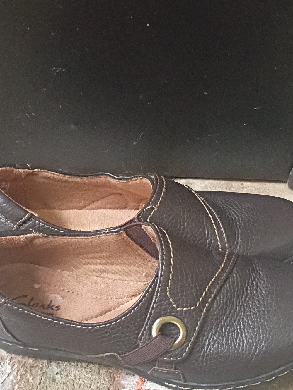 Clarks Women's Black Leather Slip-On Shoes